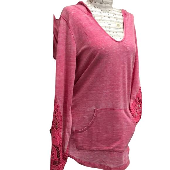 Decree Pink lightweight Hoodie Embellished T-Shirt size Small - Picture 2 of 5